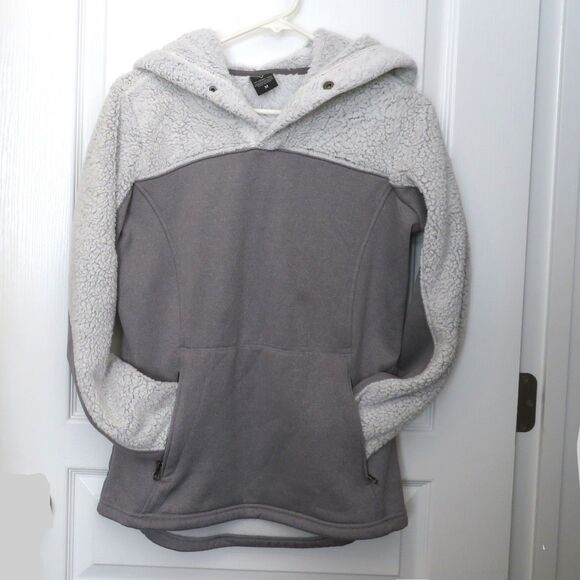 Liv Outdoor Hoodie Kangaroo Pocket Women's Shearling Hood Gorpcore Gray Sz M - Picture 2 of 10